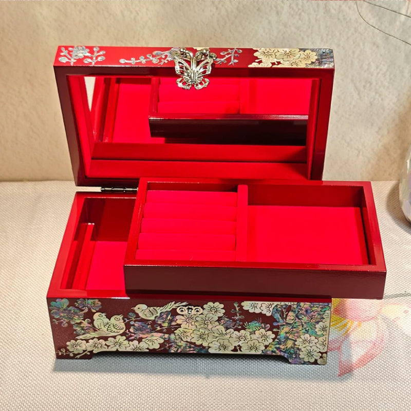 Black Lacquer Jewelry Box with Mother-of-Pearl Inlay