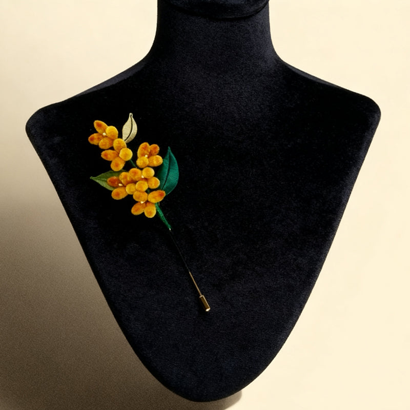 Handmade Ronghua Silk Osmanthus Flower Brooch