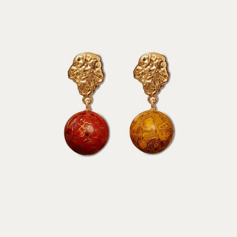 Chinese Imperial Style Asymmetrical Lacquer Earrings