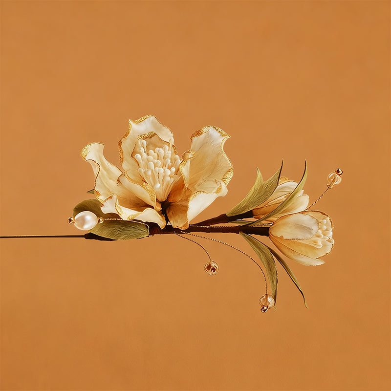 Handmade Ronghua White Camellia Designer Brooch