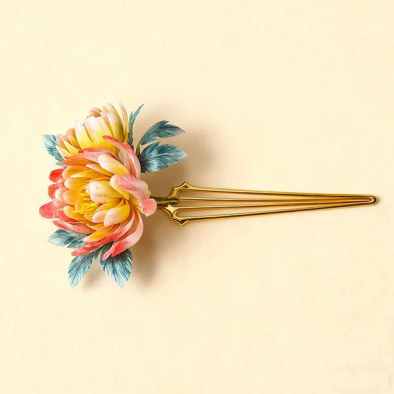 Handmade Ronghua Silk Chrysanthemum Hairpin