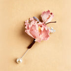 Handmade Ronghua Deep Rose Peony Brooch