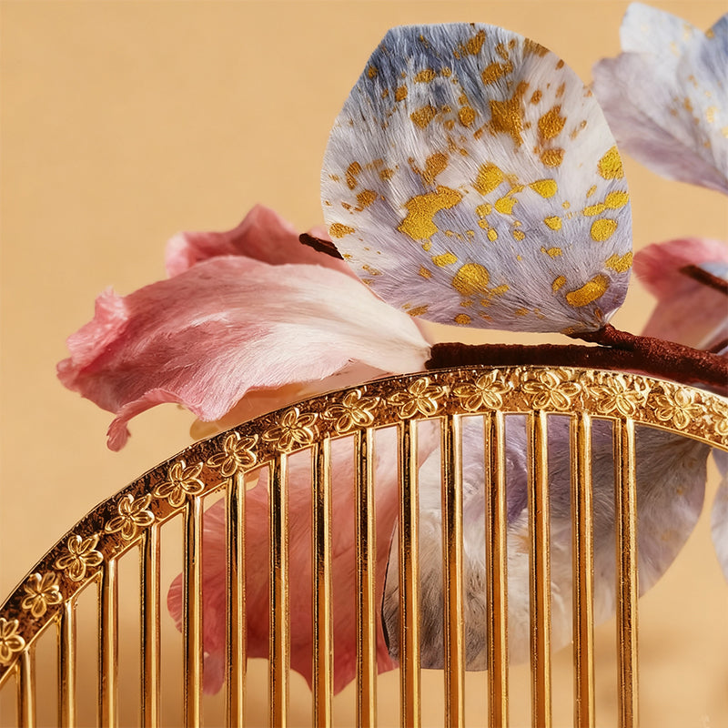 Handmade Ronghua Red Peony Hair Comb