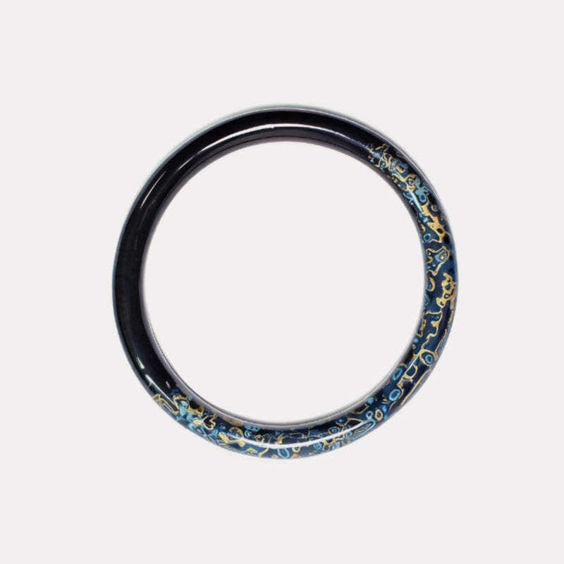 Black Lacquer Bangle with Opal Inlay