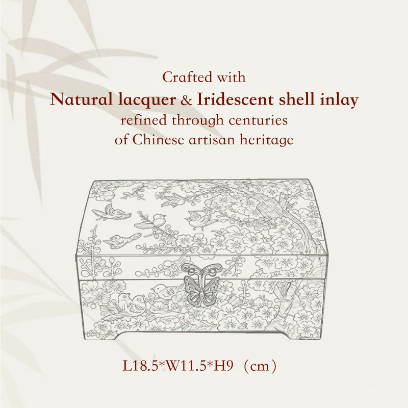 Black Lacquer Jewelry Box with Mother-of-Pearl Inlay