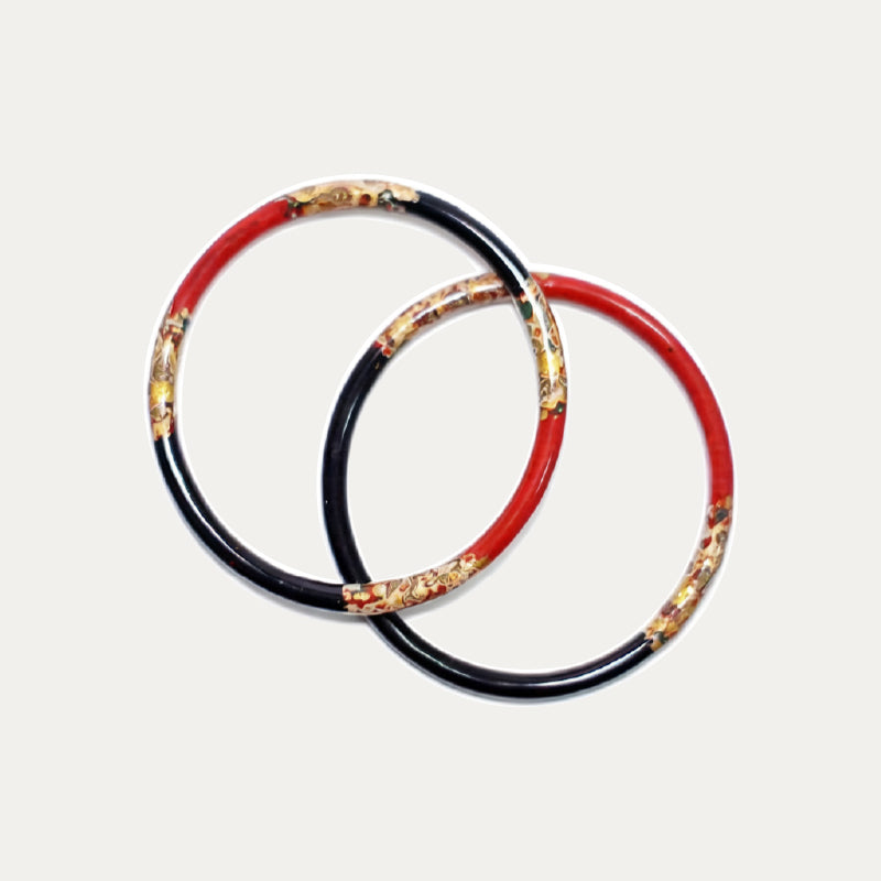 Black Lacquer Bangle with Ox Horn Base